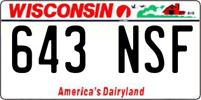 WI license plate 643NSF