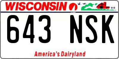 WI license plate 643NSK