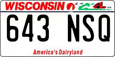 WI license plate 643NSQ