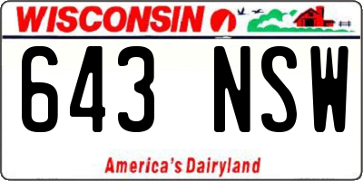 WI license plate 643NSW