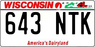 WI license plate 643NTK