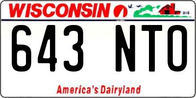 WI license plate 643NTO