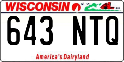 WI license plate 643NTQ