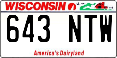 WI license plate 643NTW