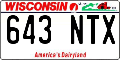 WI license plate 643NTX