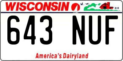 WI license plate 643NUF