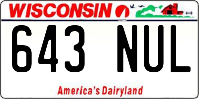 WI license plate 643NUL