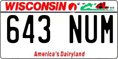 WI license plate 643NUM
