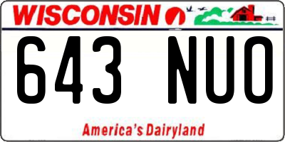 WI license plate 643NUO