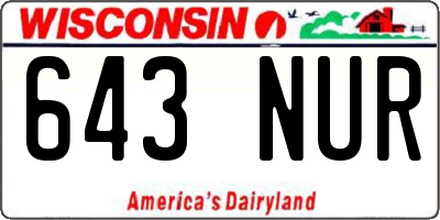 WI license plate 643NUR