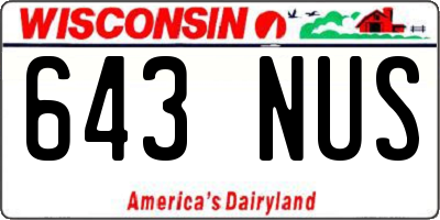 WI license plate 643NUS