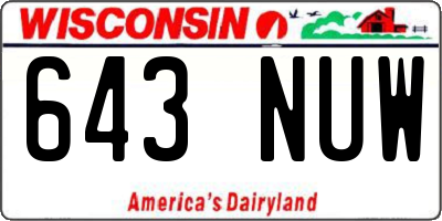 WI license plate 643NUW