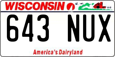 WI license plate 643NUX