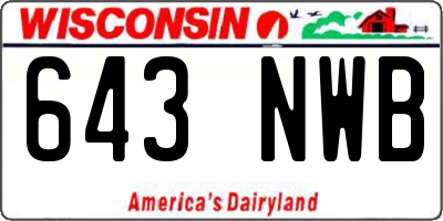 WI license plate 643NWB