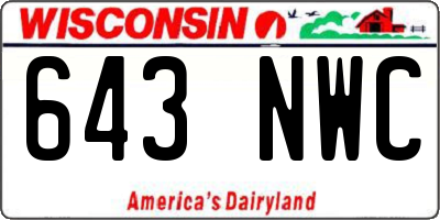WI license plate 643NWC
