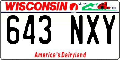 WI license plate 643NXY