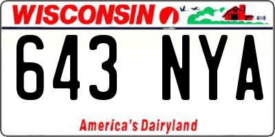 WI license plate 643NYA