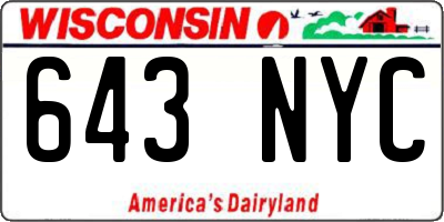 WI license plate 643NYC