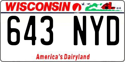 WI license plate 643NYD
