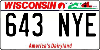 WI license plate 643NYE