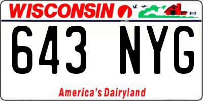 WI license plate 643NYG