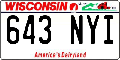 WI license plate 643NYI