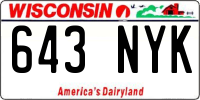 WI license plate 643NYK