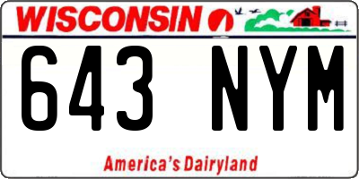 WI license plate 643NYM