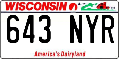WI license plate 643NYR