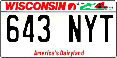 WI license plate 643NYT