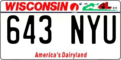 WI license plate 643NYU