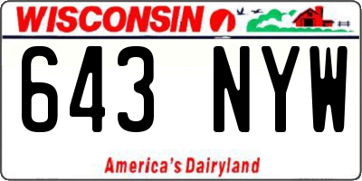 WI license plate 643NYW