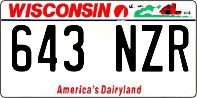 WI license plate 643NZR