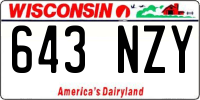 WI license plate 643NZY