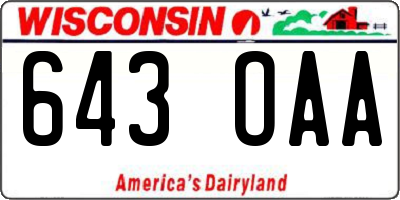 WI license plate 643OAA