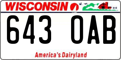 WI license plate 643OAB