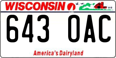 WI license plate 643OAC