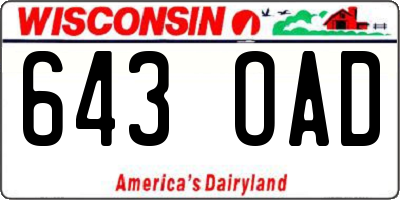 WI license plate 643OAD