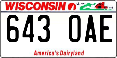 WI license plate 643OAE