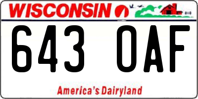 WI license plate 643OAF