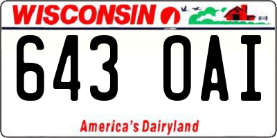 WI license plate 643OAI