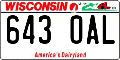 WI license plate 643OAL