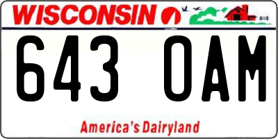WI license plate 643OAM
