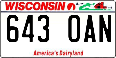 WI license plate 643OAN
