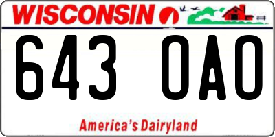 WI license plate 643OAO