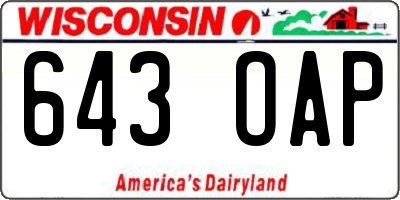 WI license plate 643OAP
