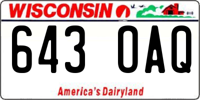 WI license plate 643OAQ