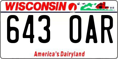 WI license plate 643OAR