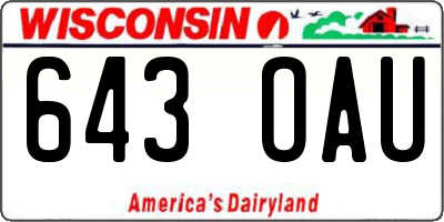 WI license plate 643OAU