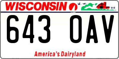 WI license plate 643OAV